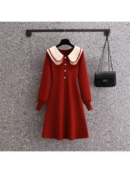 MISS MOSA BY AKANKSHA - Jasper Doll Collar Knitted Midi Dress