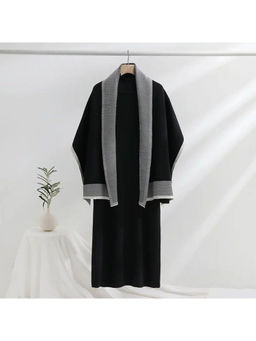 MISS MOSA BY AKANKSHA - Shirley Black Statement Winter Midi Dress with Stole (Set of 2)