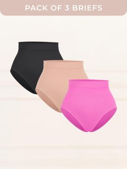 Underneat - Women Seamless High waist Stretchable Tummy Tucker Shaper Brief (Pack of 3)