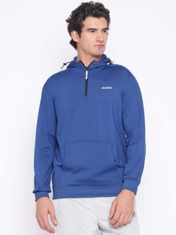 Guess - Men's Blue Solid Hoodie