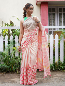 Teejh - Gulshan Garden Mulmul Cotton Saree with Unstitched Blouse