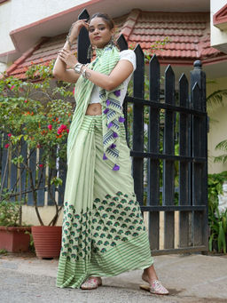 Teejh - Haathi Mere Saathi Mulmul Cotton Saree with Unstitched Blouse