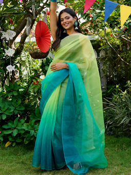 Teejh - Zanshi Ombre Organza Saree with Unstitched Blouse