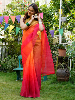 Teejh - Oisha Ombre Organze Saree with Unstitched Blouse