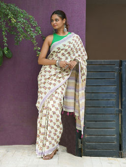 Teejh - Safari Sunday Mulmul Cotton Saree with Unstitched Blouse