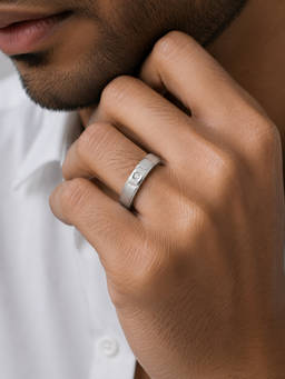 SAMIKA - Men 925 Sterling Silver Minimalist Solitaire Ring