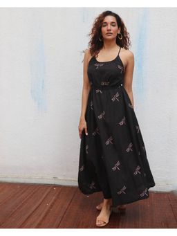 Chidiyaa - Daydreaming In Monochrome Midnight Mai Tai Printed Cotton Dress