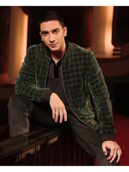 Rare Rabbit - Beldon Dark Green Textured Regular Fit Jacket