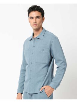 Rare Rabbit - Elric Dusky Teal Textured Regular Fit Jacket