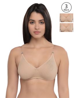 Inner Sense - Organic Cotton Antimicrobial Backless Non-Padded Seamless Bras -Nude