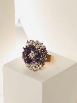 House of D'oro - Enmora Purple Beaded Cluster Finger Ring