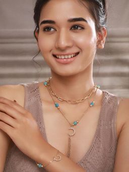 Gahan - Gold-Plated Stone Studded & Beaded Jewellery Set