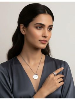 Gahan - Pack of 2 CZ Studded Ring & You Are My Sunshine Necklace Valentine Gift