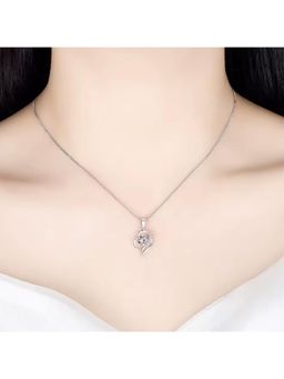 Gahan - Sterling heart-shaped zircon pendant necklace for women