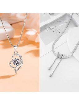 Gahan - Silver-Plated Butterfly Chain Necklace (Pack Of 2)