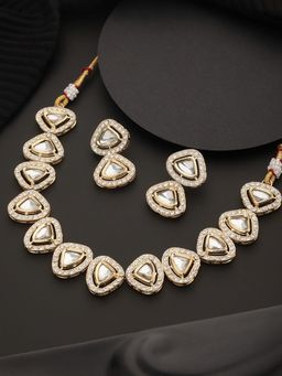 Gahan - Jazz And Sizzle Traditional Polki & Kundan Studded Gold Plated Jewellery Set