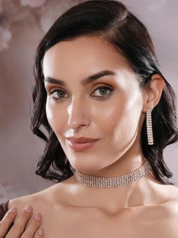 Gahan - Rose Gold Plated Crystal& Zirconia Studded Multi Strand Jewellery Set
