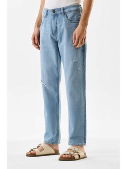 Snitch - Light Blue Distressed Relaxed Casual Jeans for Men