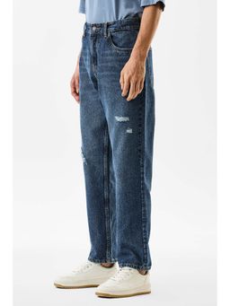 Snitch - Blue Distressed Relaxed Casual Jeans for Men