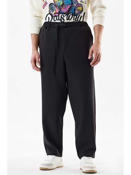 Snitch - Black Solid Relaxed Casual Trouser for Men