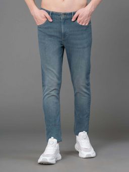 Red Tape - Tinted Light Blue Cotton Spandex Solid Washed Men's Regular Fit Jeans