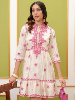 VISHUDH - Women Pink Embroidered Mini Dress