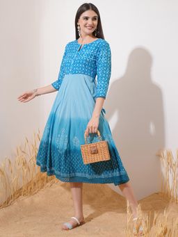 VISHUDH - Women Blue Embellished/Sequined Midi Dress