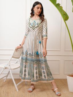 VISHUDH - Women Blue Floral Midi Dress