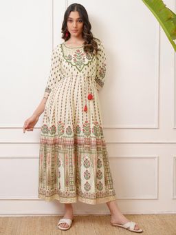 VISHUDH - Women Green Floral Maxi Dress