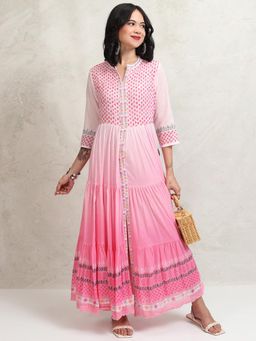 VISHUDH - Women Pink Floral Maxi Dress