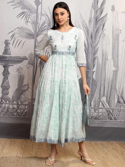 VISHUDH - Women Green Floral Midi Dress