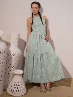 VISHUDH - Women Green Printed Maxi Dress