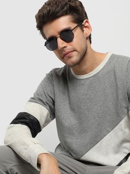 Campus Sutra - Men Color Blocked Crew Neck Sweatshirt