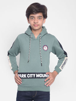 CRIMSOUNE CLUB - Boys Green Printed Hooded Sweatshirt