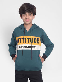 CRIMSOUNE CLUB - Boys Green Printed Hooded Sweatshirt