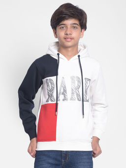 CRIMSOUNE CLUB - Boys White Colourblocked Hooded Sweatshirt