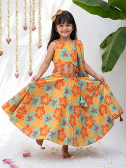 ARTH LIFE - Hibiscus Girls Festive Lehenga Set