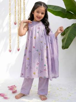 ARTH LIFE - Lilac Meadow Girls Festive Kurti With Pant And Dupatta