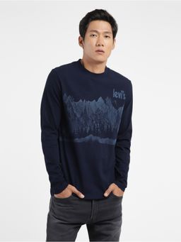 Levi's - Men Navy Blue Crew Neck T-Shirt