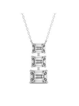 Sparkles - Lab Grown 2 Emerald Shape Necklace 14K White Gold