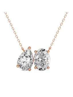 Sparkles - Lab Grown 2 Pear and Oval Shape Necklace 14K Rose Gold