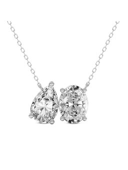 Sparkles - Lab Grown 2 Pear and Oval Shape Necklace 14K White Gold