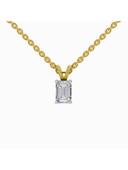 Sparkles - Lab Grown Diamond 1 Emerald Shape Solitaire Pendant 14K Yellow Gold