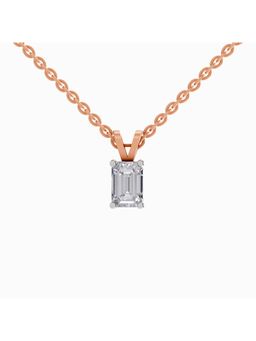 Sparkles - Lab Grown Diamond 1 Emerald Shape Solitaire Pendant 14K Rose Gold