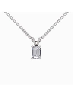 Sparkles - Lab Grown Diamond 1 Emerald Shape Solitaire Pendant 14K White Gold