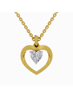 Sparkles - Lab Grown Diamond 1 Heart Shape Solitaire Pendant 14K Yellow Gold