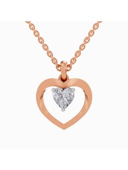 Sparkles - Lab Grown Diamond 1 Heart Shape Solitaire Pendant 14K Rose Gold