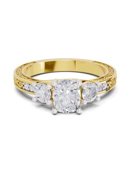 Sparkles - Lab Grown Diamond 1.46 Ct Cushion Shape Solitaire Ring IGI Certified 14K Yellow Gold
