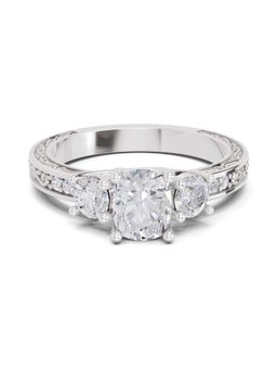 Sparkles - Lab Grown Diamond 1.46 Ct Cushion Shape Solitaire Ring IGI Certified 14K White Gold
