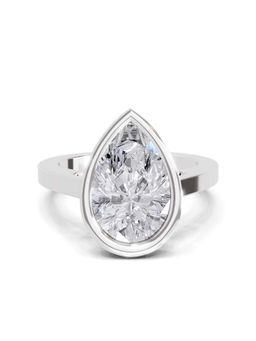 Sparkles - Lab Grown Diamond 3 Ct Pear Shape Solitaire Ring IGI Certified 14K White Gold